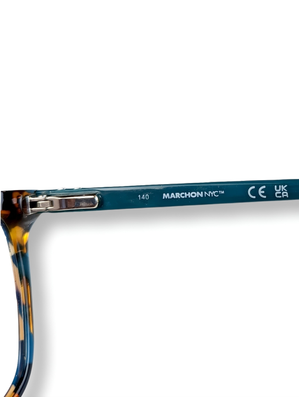 MARCHON NYC Tortoiseshell Square Frame Glasses with Teal M-5015 340 53▫15 140 - Picture 5 of 6